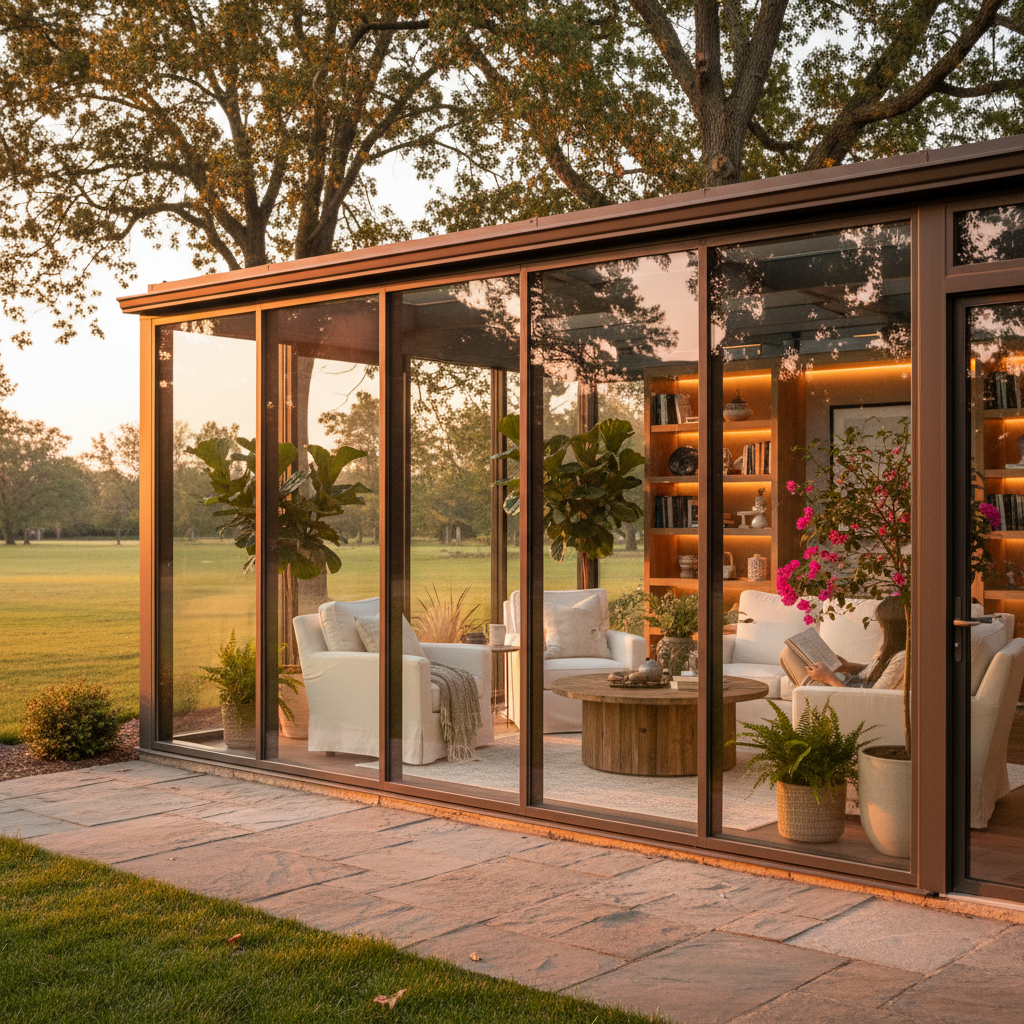 A South Jersey homeowner relaxing in a finished sunroom in warm afternoon light