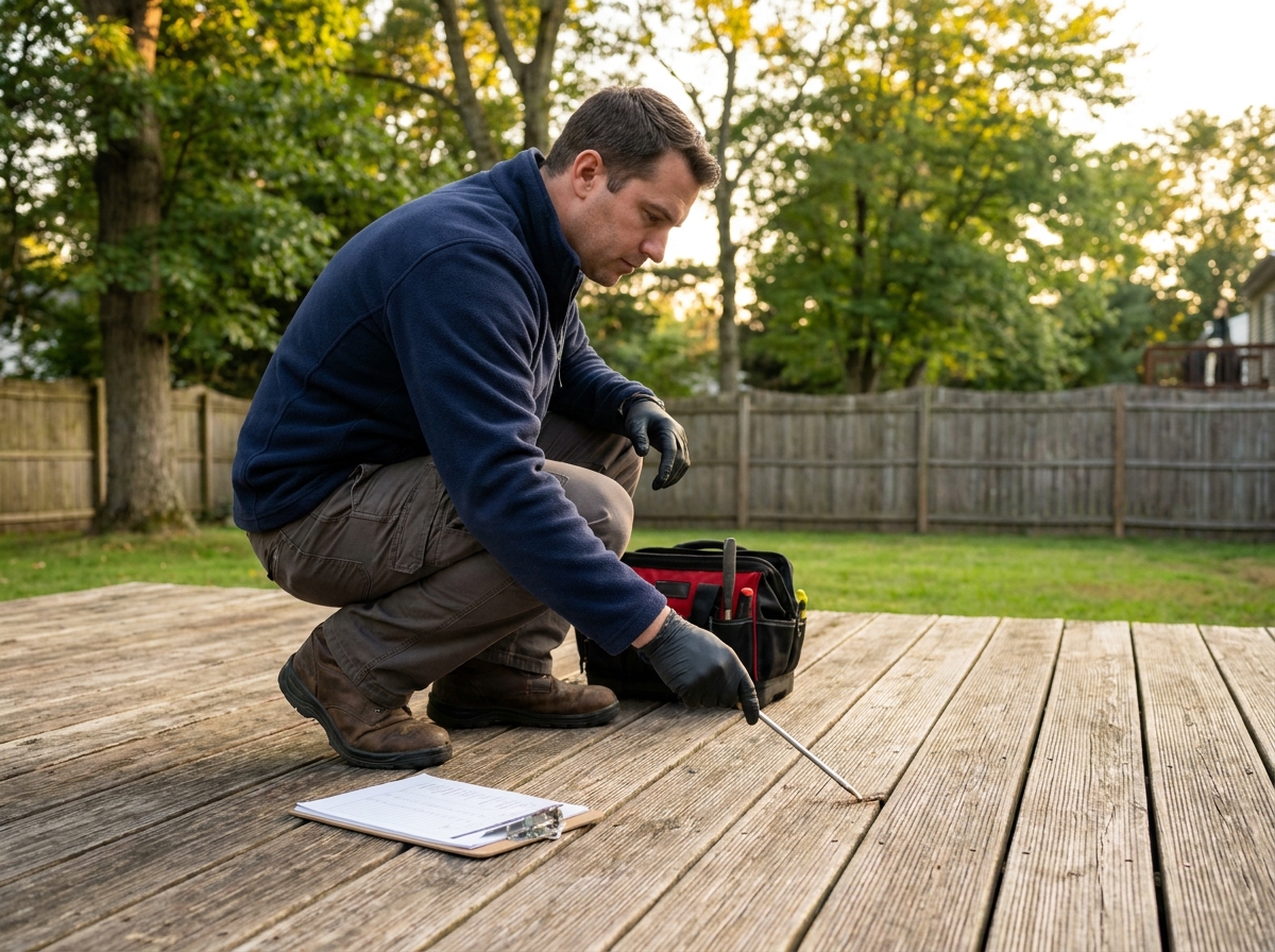 Deck inspection to assess boards and structure in South Jersey