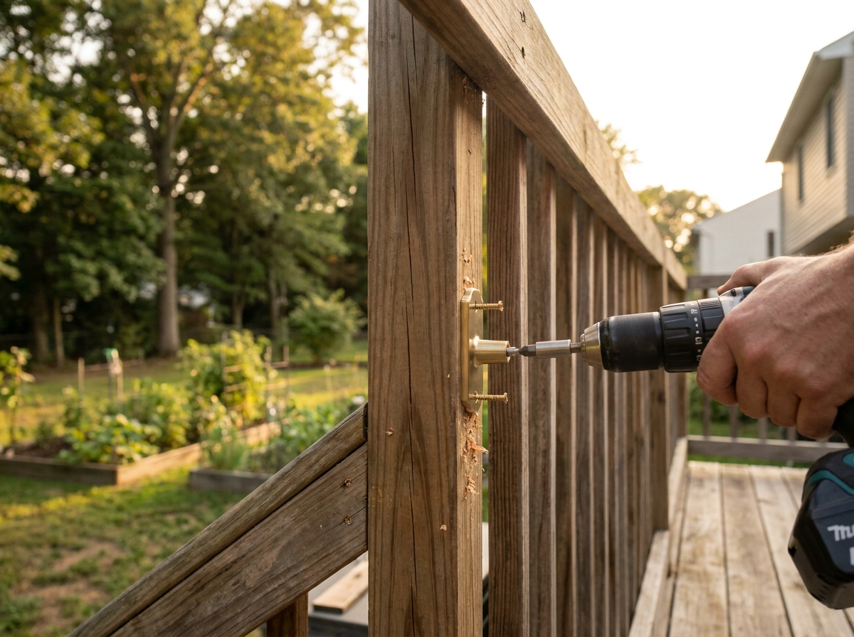 Deck railing and baluster repair during refurbishment, South Jersey