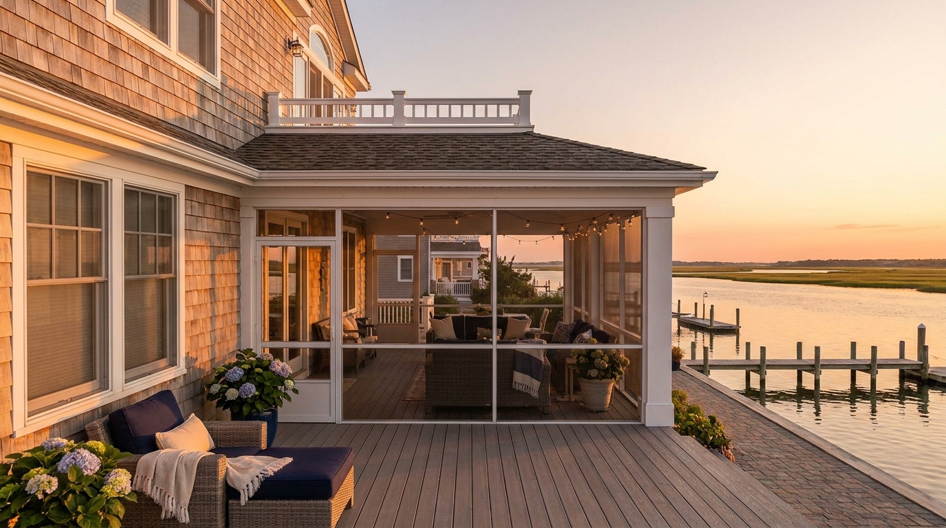 Screened porch on an Avalon, NJ home