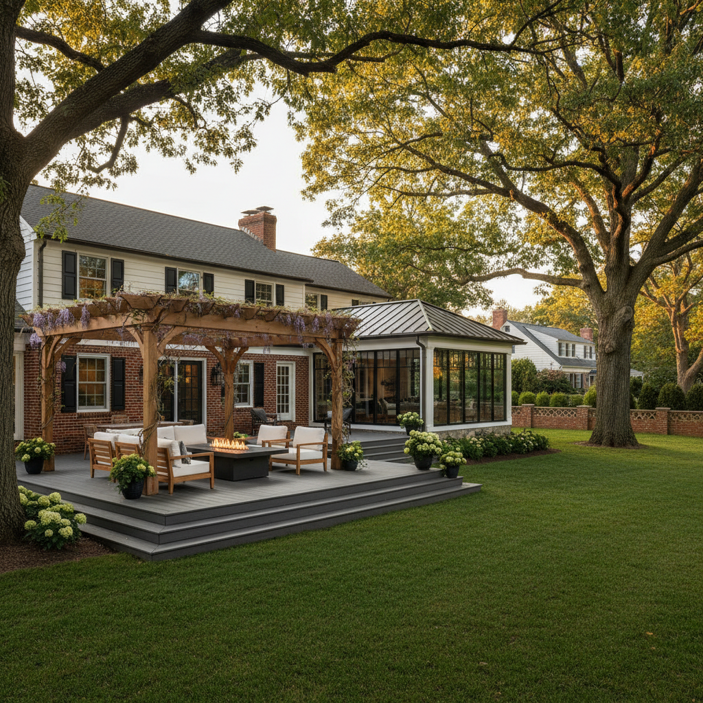 Finished outdoor living project in a South Jersey residential setting